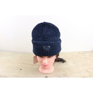 New All Saints Beanie Blue Burgundy Cable Knit Wool Blend Unisex